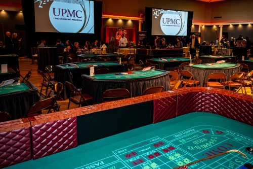 Casino tables set for a UPMC corporate event